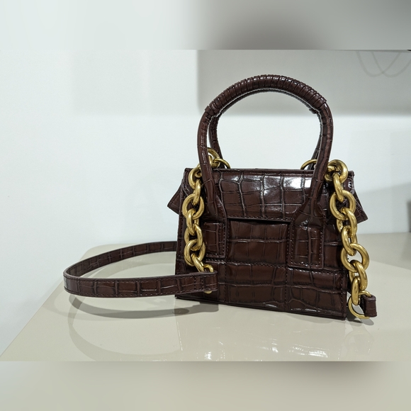 Zara Handbags - ZARA Brown Animal/ Crocodile Print Mini Bag